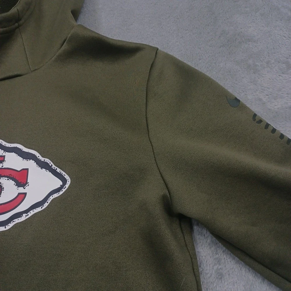 Kansas City Chiefs‎ Hoodie Boys Large Green Nike Therma Fit Pullover